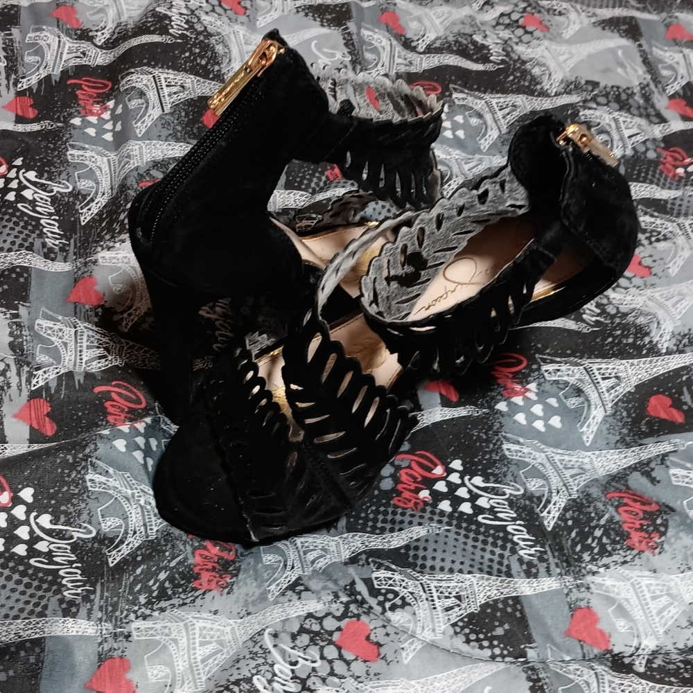 💖J.Simpson Black Braided Strap Heel
